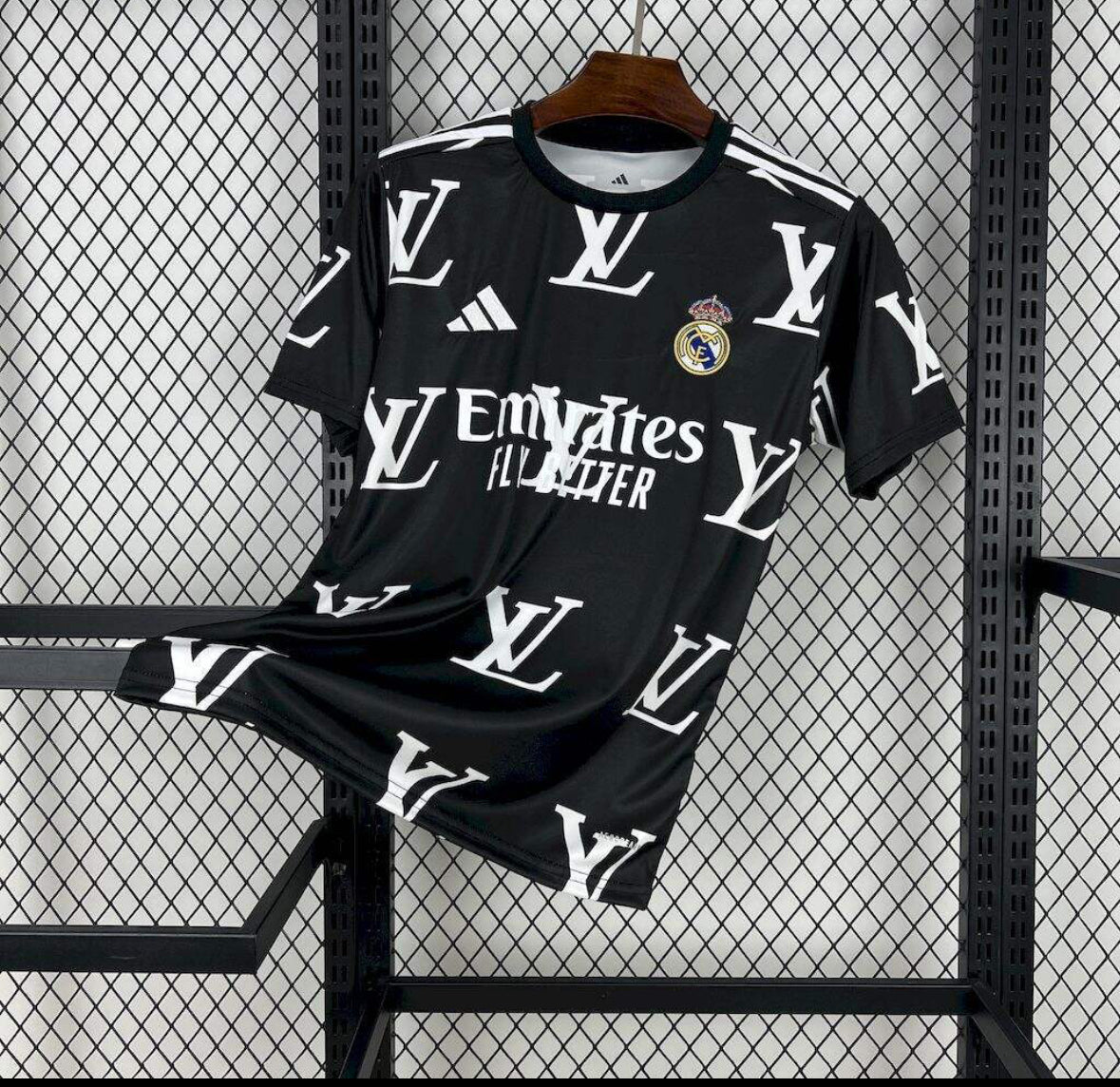 Real Madrid 202526 Louis Vuitton Joint Edition Black Jersey