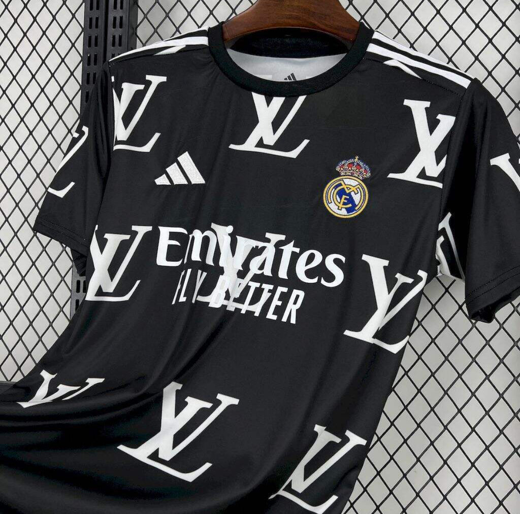 Real Madrid 202526 Louis Vuitton Joint Edition Black Jersey